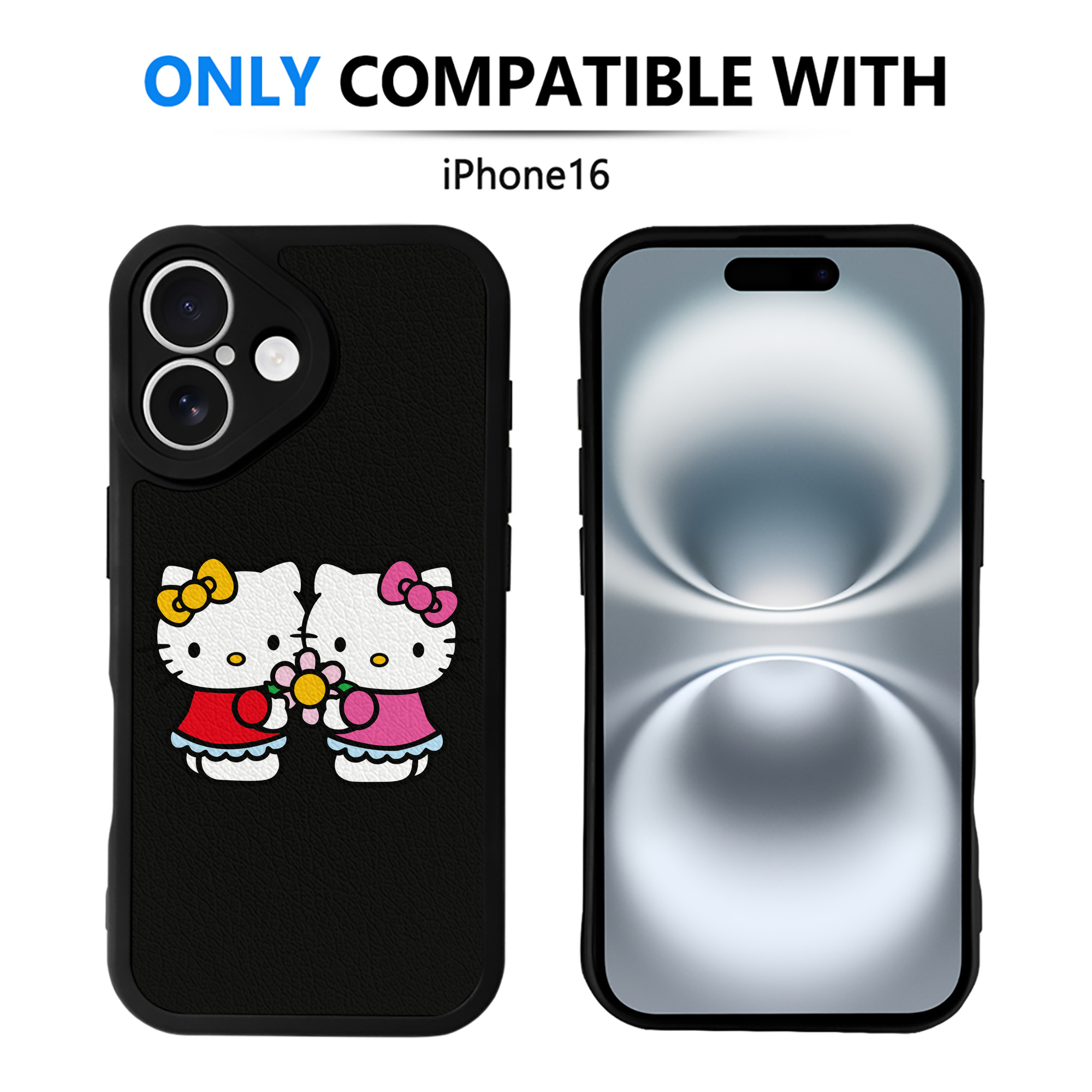 （画像用） Hello Kitty ハローキティ 【iPhone 16シリーズ対応】シリコンスマホケース（レザー調） 材質：シリコン